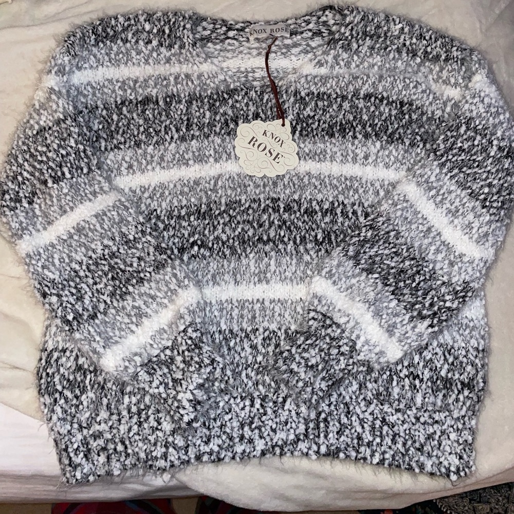Knox Rose Sweater Black White SOFT Warm Size L
